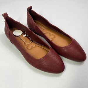 Lucky Brand Leather Ballet Flats Studded Accents Casual Shoes Womens 8M  Brown‎